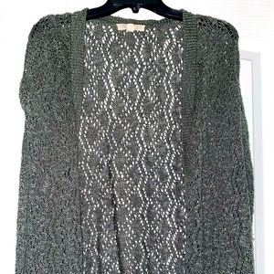 Green/pine colored cardigan sweater